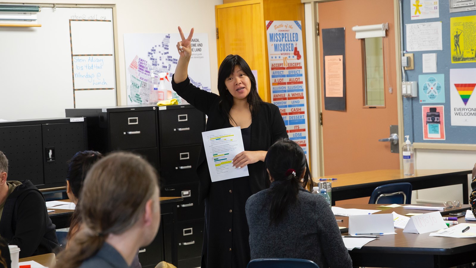 WSD Newcomer Service Coordinator Sue Huang leads a session on Working with Newcomers at the Oct. 21 support staff PD day.